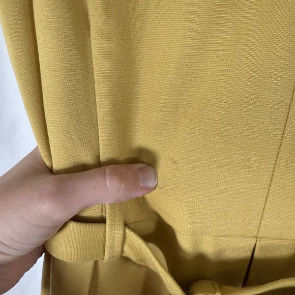 Banana Republic Midi Dress Women's 8 Yellow Sleeveless Belted Pockets Zip Back - Picture 7 of 13